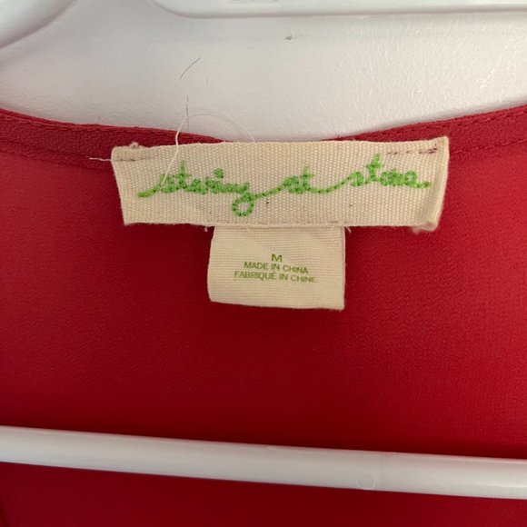 Sleeveless sheer blouse with beaded pattern at neck - Picture 3 of 6